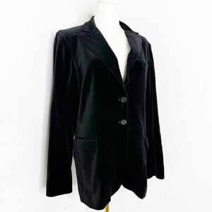 Theory Black Velvet Blazer Jacket Cotton Modal Stretch Large